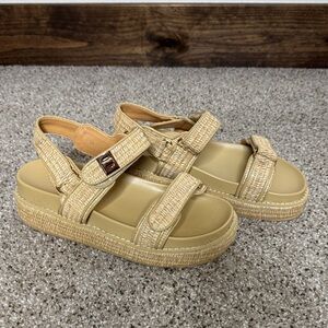 Tan Platform Sandals with Velcro closure 8.5